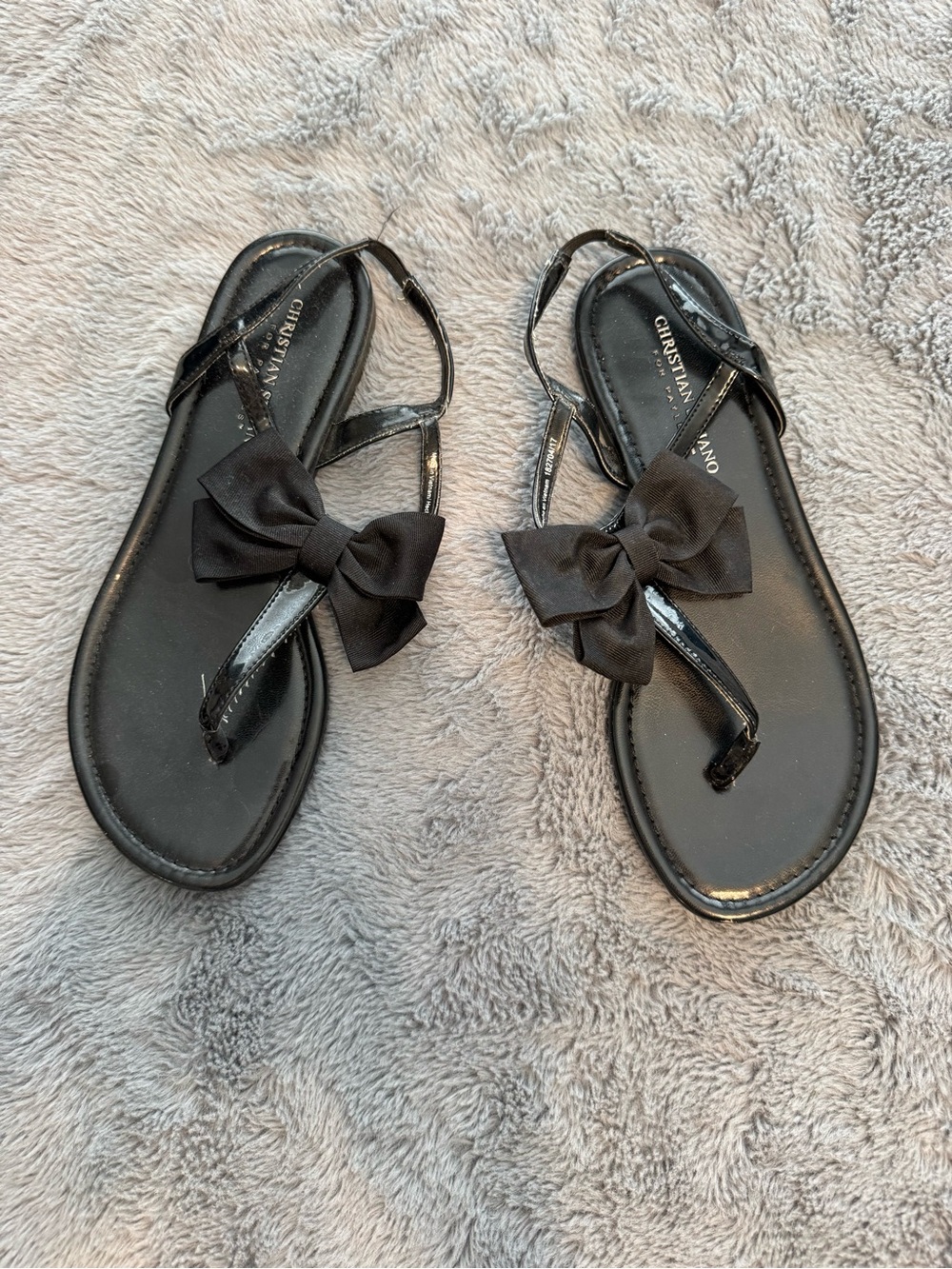 Christian Siriano Black Bow Strap Sandals
